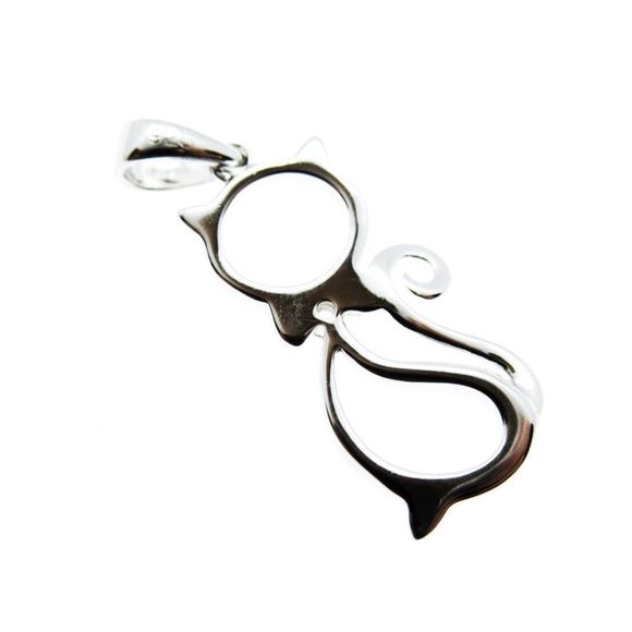 Sterling Silver 925  Cat Pendant Snake Chain 20” - Picture 8 of 9